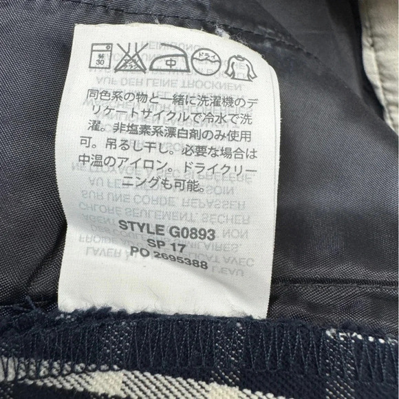 {J. Crew} "Martie" Navy Blue White Gingham Straight Leg Trousers Dress Pants - Picture 6 of 7